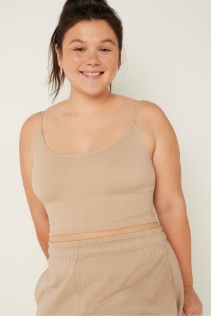 Victoria's Secret Seamless Seamless Lightly Fodrade Low Impact Sport Crop Top Ljus | 0394COYVT