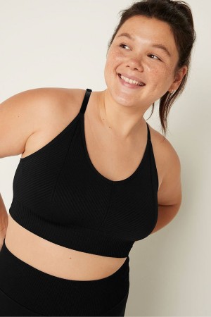 Victoria's Secret Seamless Seamless Lightly Fodrade Low Impact Sports Bra Svarta | 5964GWTYZ