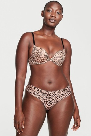 Victoria's Secret Sexy Illusions by Victorias Secret Smooth No Show String Knickers Rosa Leopard | 7258ZAFQU