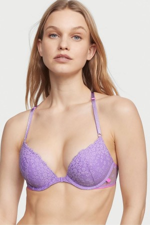 Victoria's Secret Sexy Tee Spets Front Fastsättning Push Up T-Shirt Bra Lila | 4829XRKTU