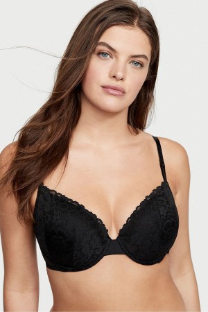 Victoria's Secret Sexy Tee Spets Lightly Fodrade T-Shirt Bra Svarta | 0254JDZPM