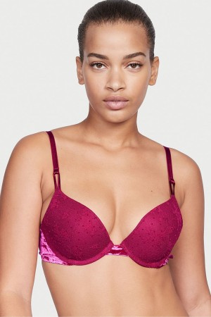 Victoria's Secret Sexy Tee Spets Push Up Bra Vinröda Röda | 5640UQXMC