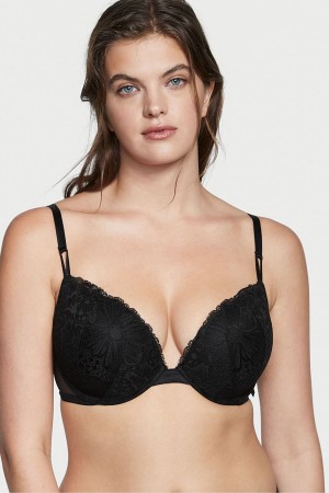 Victoria's Secret Sexy Tee Spets T-Shirt Push Up Bra Svarta | 3207ZFMWS