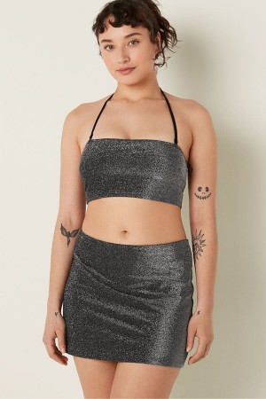 Victoria's Secret Shimmer High Midja Mini Swim Skirt Svarta | 0396HMURW