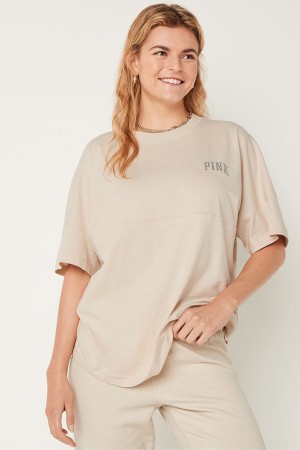 Victoria's Secret Shine Oversized Korta Sleeve T-Shirt Mörkgrå | 4963ZBWHU