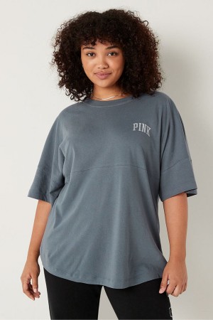 Victoria's Secret Shine Oversized Korta Sleeve T-Shirt Mörkgrå | 9316FBGRI