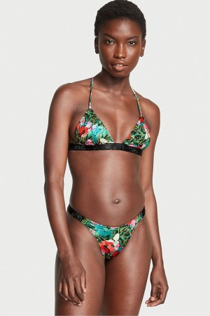 Victoria's Secret Shine Rem Swim Bikini Bottom Svarta | 7564AZJVY