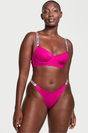 Victoria's Secret Shine Rem Swim Bikini Bottom Svarta | 8165XBOTD