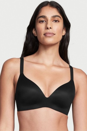 Victoria's Secret Smooth Lightly Fodrade Non Wired Push Up Bra Svarta | 7605LVQRX