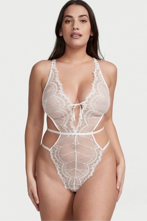 Victoria's Secret Snörade Back Spets Body Vita | 8173LMEGT