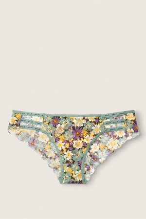 Victoria's Secret Snörade Spets Logo Cheeky Knickers Svarta | 1093XSQOI