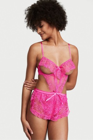 Victoria's Secret Spets Cut Out Apron Bodysuit Röda | 2081YPCEA