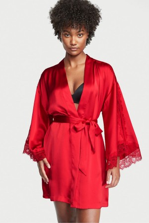 Victoria's Secret Spets Inset Robe Röda | 2496SZDMI