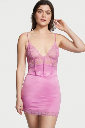 Victoria's Secret Spets Provocative Slip Klänning Rosa | 3786WJQFS