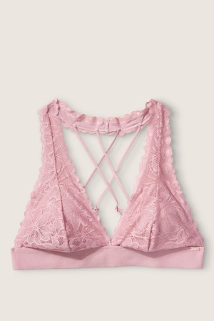 Victoria's Secret Spets Snörade Back Halterneck Bralette Vita | 3402ACGVS