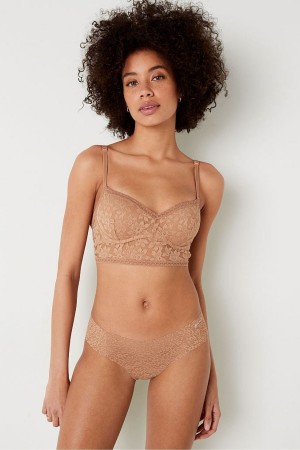 Victoria's Secret Spets Wired Push Up Bralette Mocha Latte Nude | 9371ALJCS