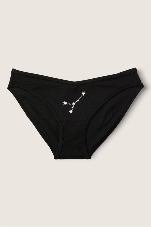 Victoria's Secret Stretch Bomull Astrology Bomull Bikini Knickers Svarta | 1572UHJLS