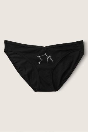 Victoria's Secret Stretch Bomull Astrology Bomull Bikini Knickers Svarta | 4675SWLOG