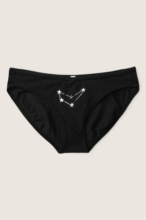 Victoria's Secret Stretch Bomull Astrology Bomull Bikini Knickers Svarta | 8539ICGMO