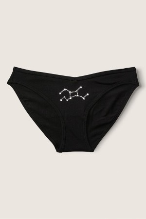 Victoria's Secret Stretch Bomull Astrology Bomull Bikini Knickers Svarta | 1829GJCMD