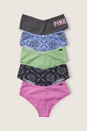 Victoria's Secret Stretch Bomull Bomull Cheeky Knickers 5 Pack Grey/Purple/Blue/Green Print | 1864SJITG