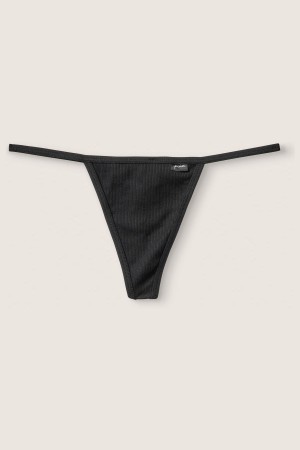 Victoria's Secret Stretch Bomull Bomull G String Knickers Svarta | 8143MBDAK