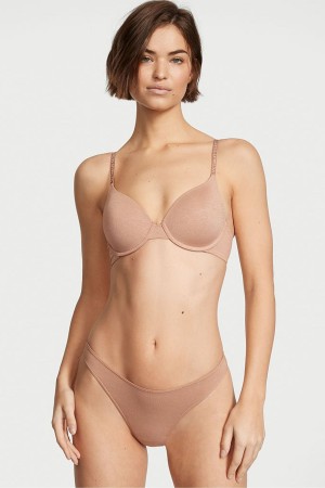 Victoria's Secret Stretch Bomull Bomull High Leg String Knickers Sweet Praline Nude | 1786OXHPC