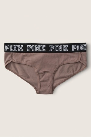 Victoria's Secret Stretch Bomull Bomull Logo Hipster Knickers Kaffe Bruna | 4601GCAWJ