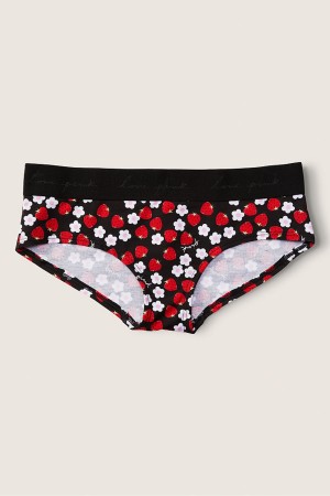 Victoria's Secret Stretch Bomull Bomull Logo Hipster Knickers Svarta | 4879FMUNI