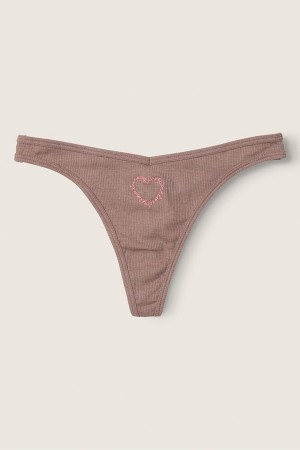 Victoria's Secret Stretch Bomull Bomull String Knickers Kaffe Bruna | 1750EXIUH