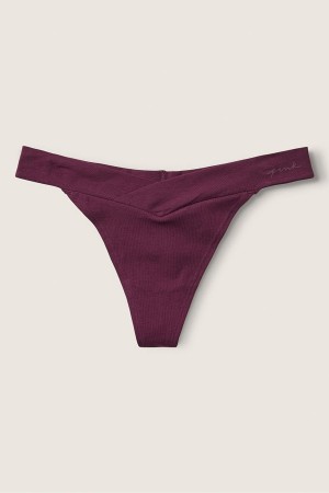 Victoria's Secret Stretch Bomull Crossover Bomull String Knicker Vinröda Lila | 9028YKDPH