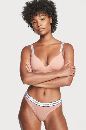 Victoria's Secret Stretch Bomull Logo Knickers Blå | 2783AHQUW