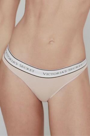 Victoria's Secret Stretch Bomull Logo Knickers Nude | 4935FHIPE