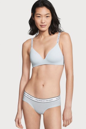 Victoria's Secret Stretch Bomull Logo Knickers Blå | 5480FHWAI