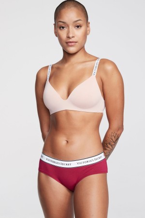 Victoria's Secret Stretch Bomull Logo Knickers Vinröda Röda | 5802PRXEU