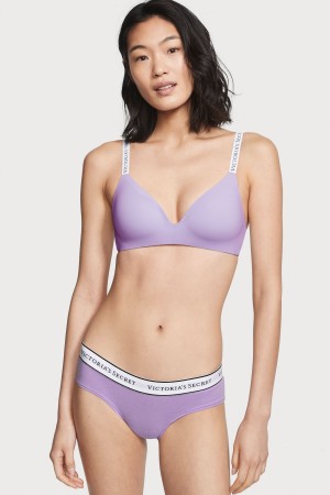 Victoria's Secret Stretch Bomull Logo Knickers Lila | 0845UQIJS