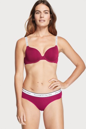 Victoria's Secret Stretch Bomull Logo Knickers Vinröda Röda | 8962NXRGH