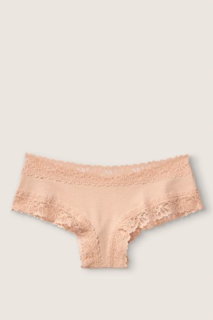 Victoria's Secret Stretch Bomull Spets Trim Cheeky Knickers Buff Nude | 5136BNYVE