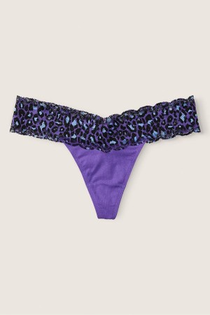 Victoria's Secret The Lacie Everyday Spets Trim String Knickers Blå | 0912DMIBT