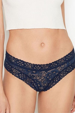 Victoria's Secret The Lacie Spets Cheeky Knickers Marinblå Blå | 3658ZDQXS