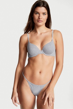 Victoria's Secret The T-Shirt Full Coverage Push Up Logo Bra Grå | 1350UKMQH