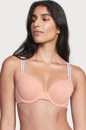 Victoria's Secret The T-Shirt Full Coverage Push Up Logo Bra Rosa Rosa | 4218HKUCT