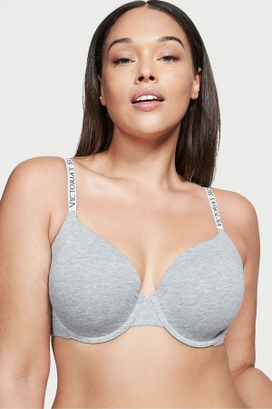 Victoria's Secret The T-Shirt Push Up Logo Rem Bra Grå | 7814GWKXE