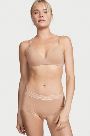 Victoria's Secret The T-Shirt Smooth Lightly Fodrade Non Wired T-Shirt Bra Praline Nude | 2683OYUDW