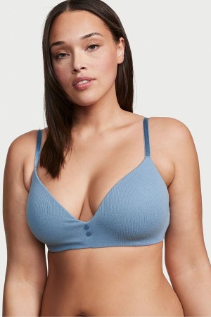 Victoria's Secret The T-Shirt Smooth Lightly Fodrade Non Wired T-Shirt Bra Blå | 7258ZRVSK