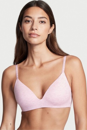 Victoria's Secret The T-Shirt Smooth Logo Rem Lightly Fodrade Non Wired T-Shirt Bra Rosa Rosa | 4216DHMWY