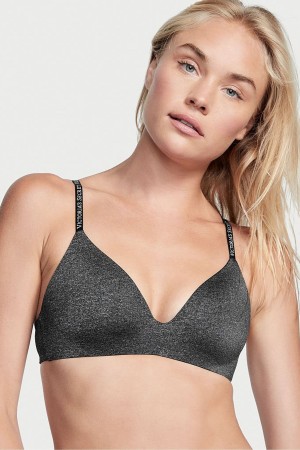 Victoria's Secret The T-Shirt Smooth Logo Rem Lightly Fodrade Non Wired T-Shirt Bra Svarta | 7402OXKBI