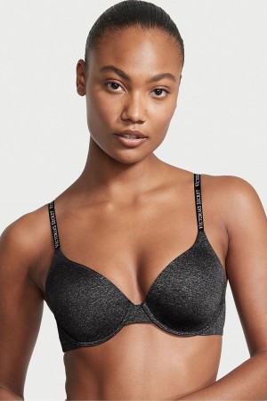 Victoria's Secret The T-Shirt Smooth Logo Rem Lightly Fodrade Full Cup T-Shirt Bra Svarta | 1542ZGPEN