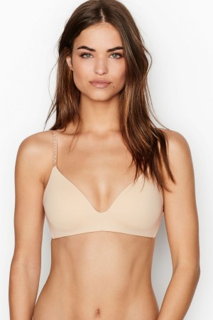 Victoria's Secret The T-Shirt Smooth Logo Rem Lightly Fodrade Non Wired T-Shirt Bra Blå | 3892TGLJN