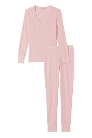 Victoria's Secret Thermal Long Sleeve Pyjamas Svarta Röda | 8937PLNWI